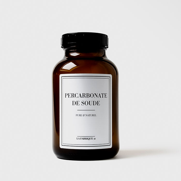 Percarbonate de soude - Bocal en verre ambré de rangement