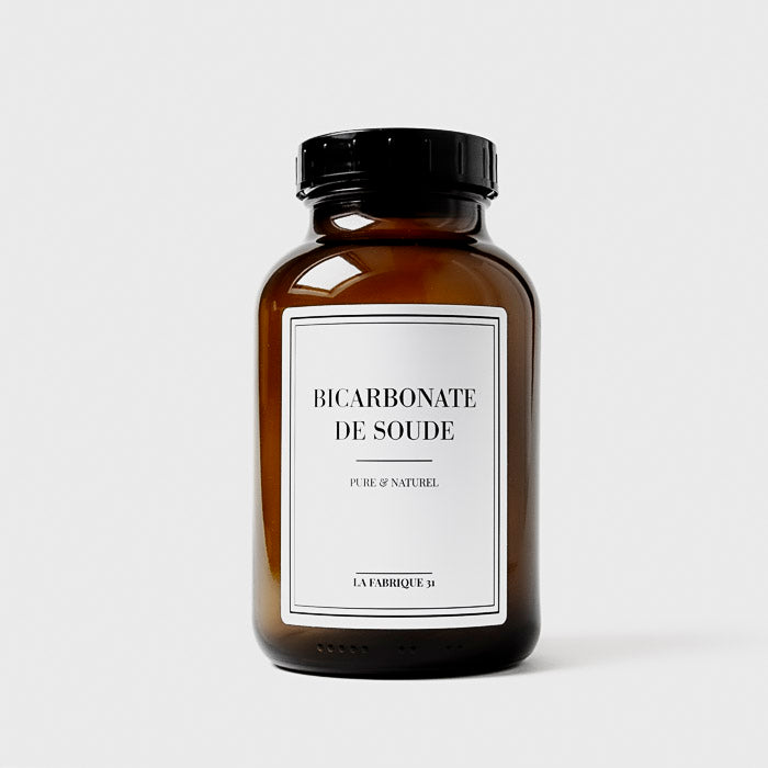 bocal bicarbonate de soude en verre ambré