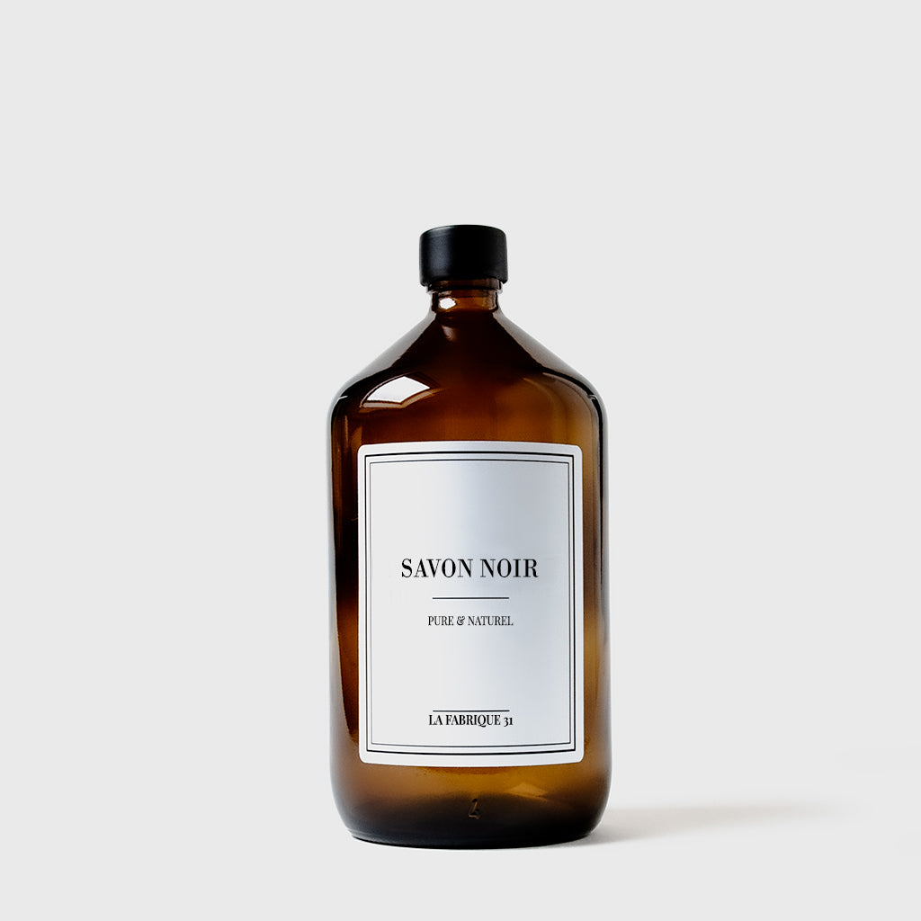 bocaux organisation buanderie produit menager bouteille ambre savon noir bouchon noir 1000 ml