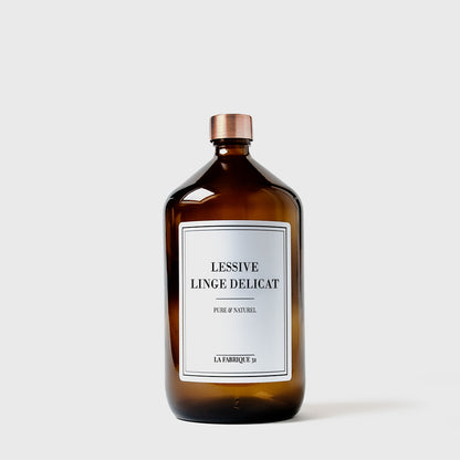 bouteille lessive vide linge delicat flacon apothicaire ambre bouchon cuivre 1000 ml