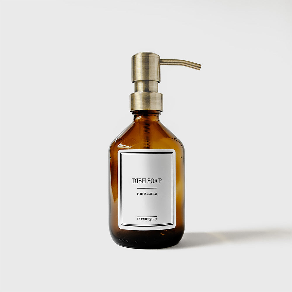 dish soap amber bottle 300 ml pump gold