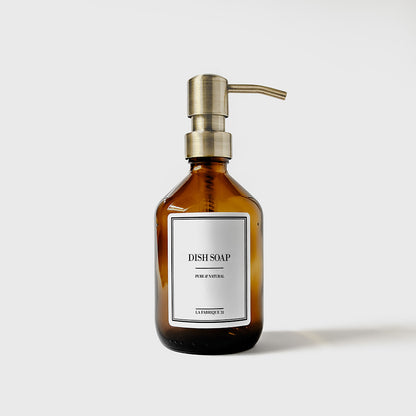 dish soap amber bottle 300 ml pump gold