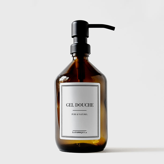 Bouteille distributeur de savon en verre ambré vide personnalisable 500 ml